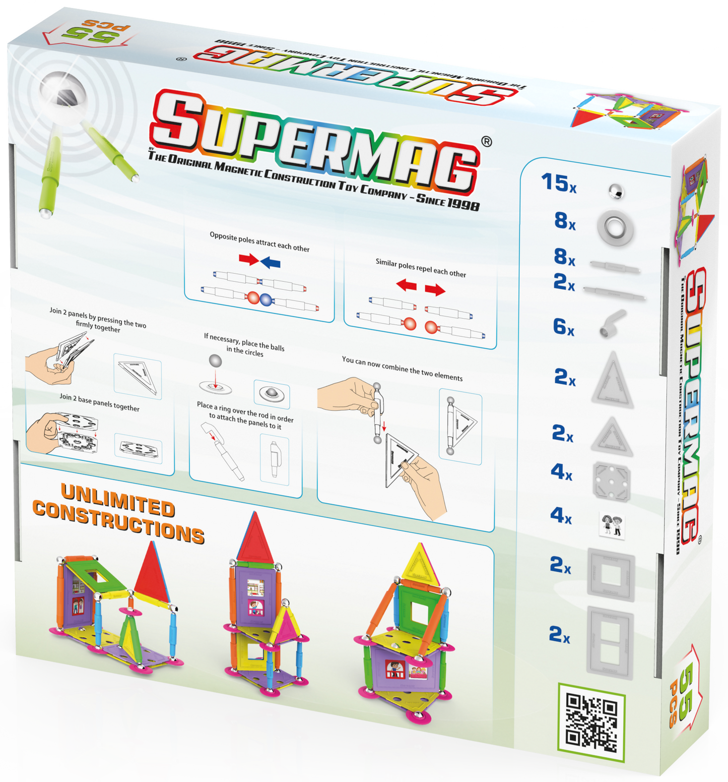 Tinamiri Supermag - House 55 - Magnetic Building Set, Educational construction fun, 55 piece set, Magnet Toys, 0663 Bridge Toys - Premium Jigsaw Puzzles