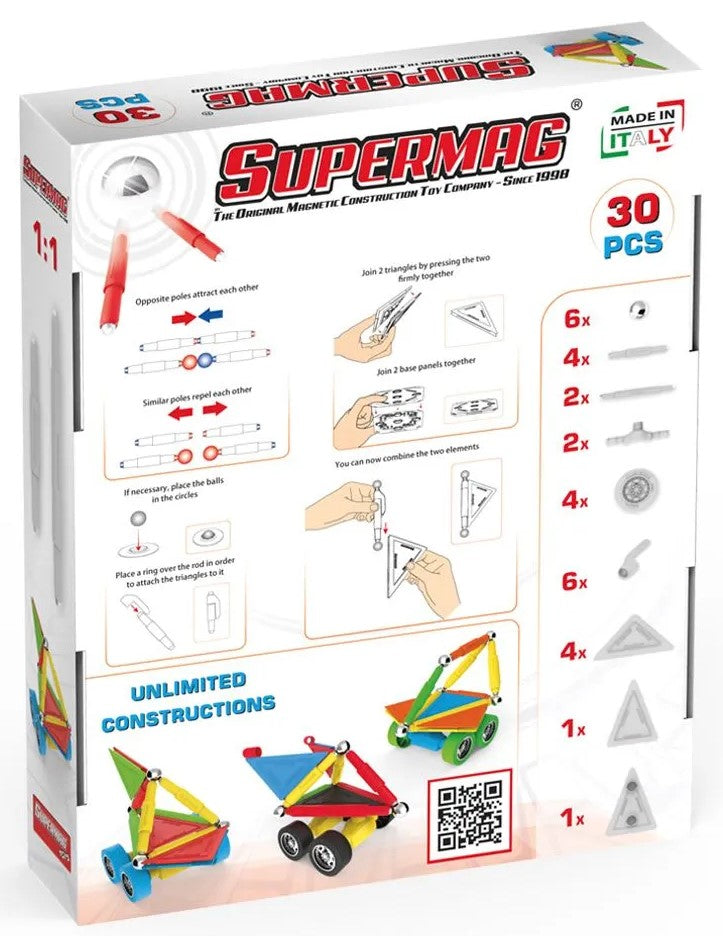 Tinamiri Supermag - Wheels 30 - Magnetic Building Set, Educational construction fun, 30 piece set, Magnet Toys, 0653 Bridge Toys - Premium Jigsaw Puzzles