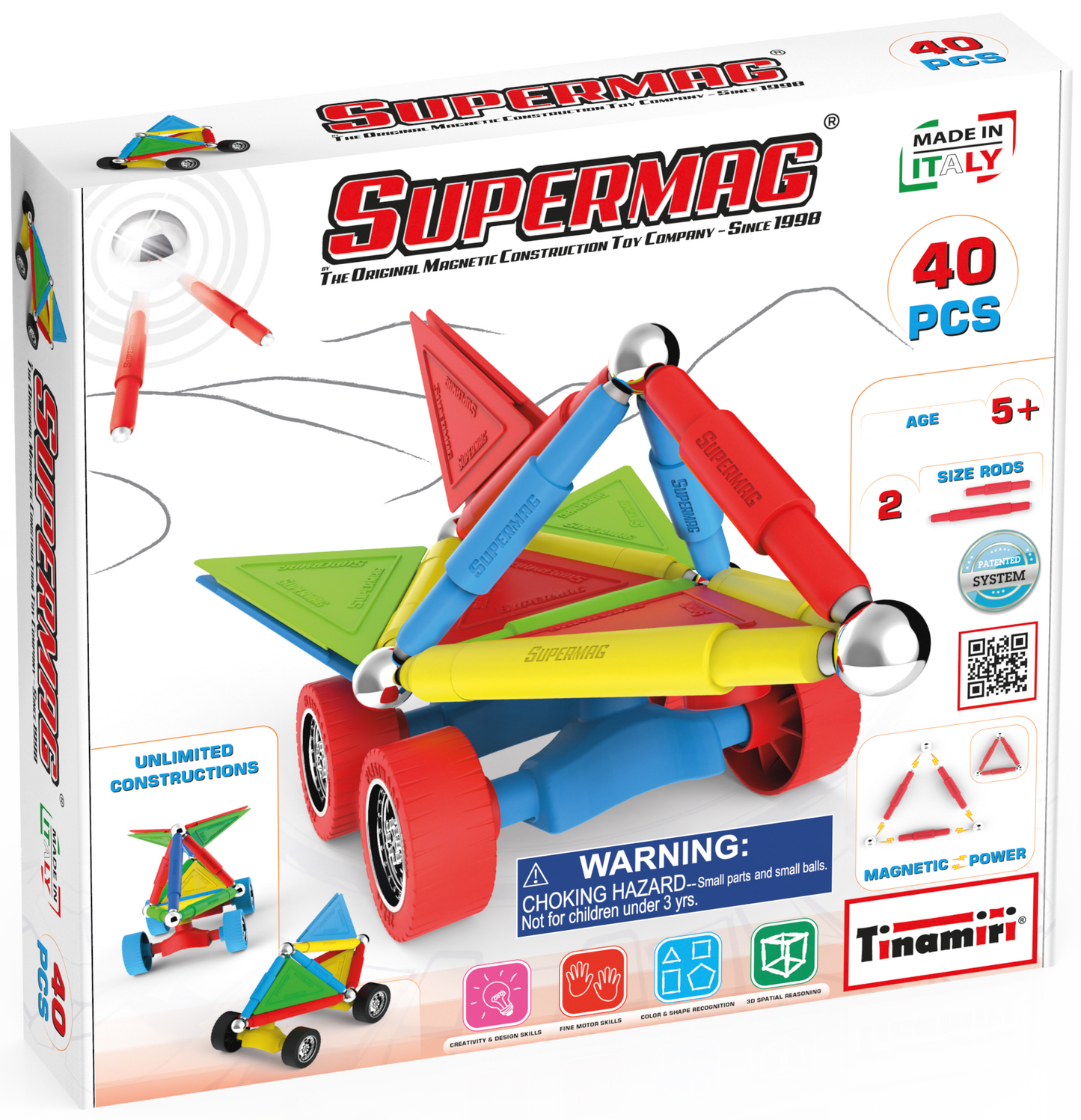 Tinamiri Supermag - Wheels 40 - Magnetic Building Set, Educational construction fun, 40 piece set, Magnet Toys, 0660 Bridge Toys - Premium Jigsaw Puzzles