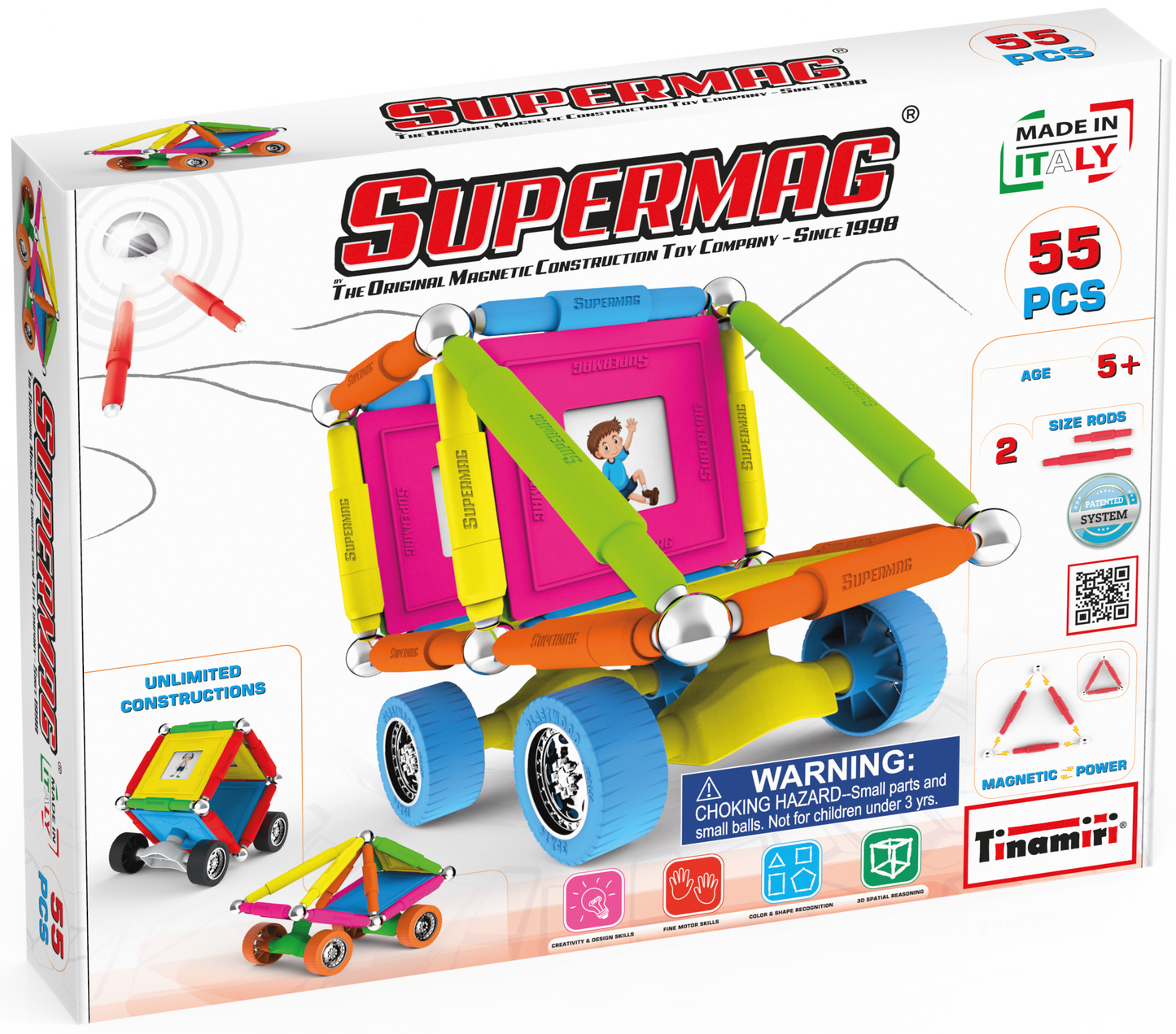 Tinamiri Supermag - Wheels 55 - Magnetic Building Set, Educational construction fun, 55 piece set, Magnet Toys, 0661 Bridge Toys - Premium Jigsaw Puzzles