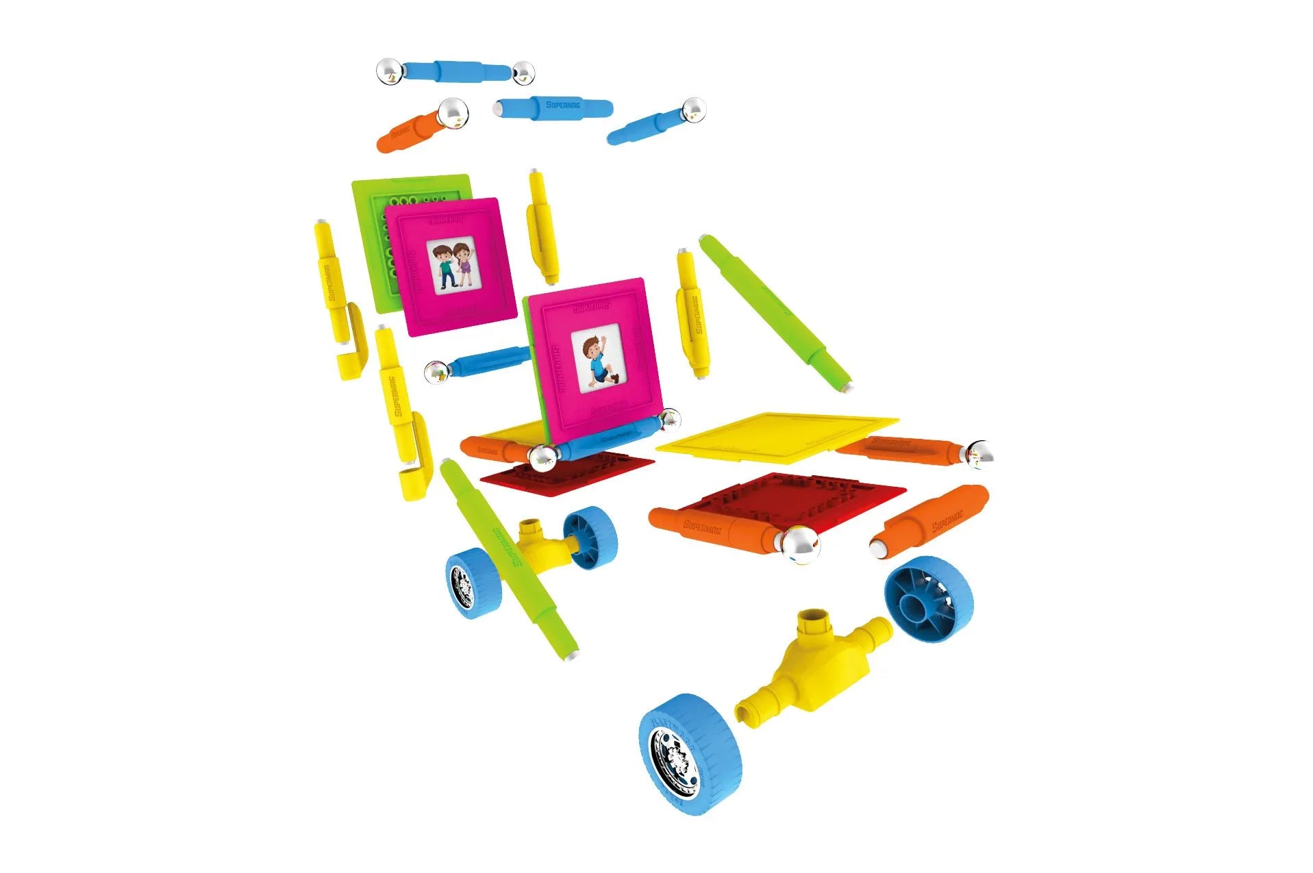 Tinamiri Supermag - Wheels 55 - Magnetic Building Set, Educational construction fun, 55 piece set, Magnet Toys, 0661 Bridge Toys - Premium Jigsaw Puzzles