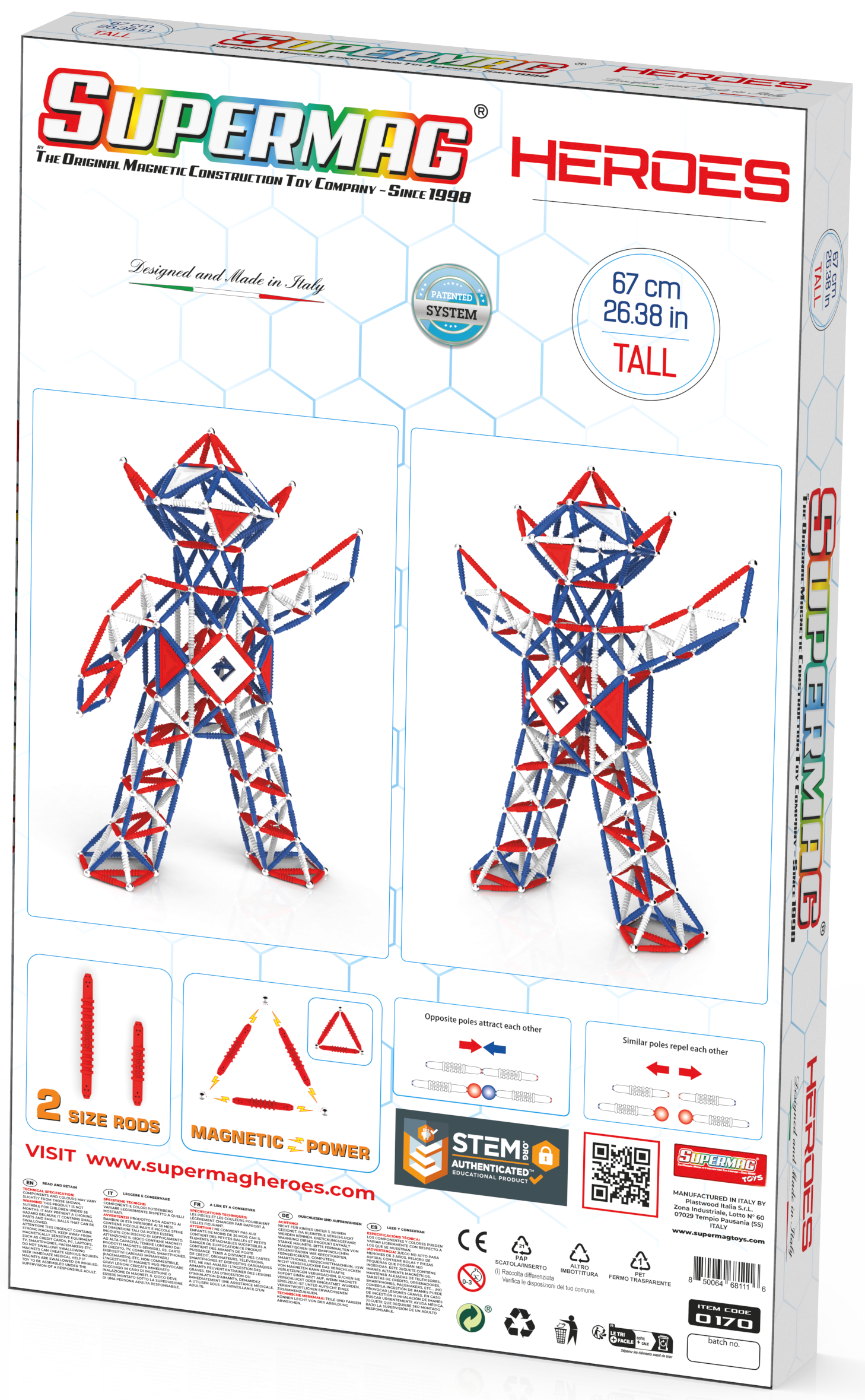 Tinamiri Supermag - Heroes Baby 460 - Magnetic Building Set, Educational construction fun, 460 piece set, Magnet Toys, 0170 Bridge Toys - Premium Jigsaw Puzzles
