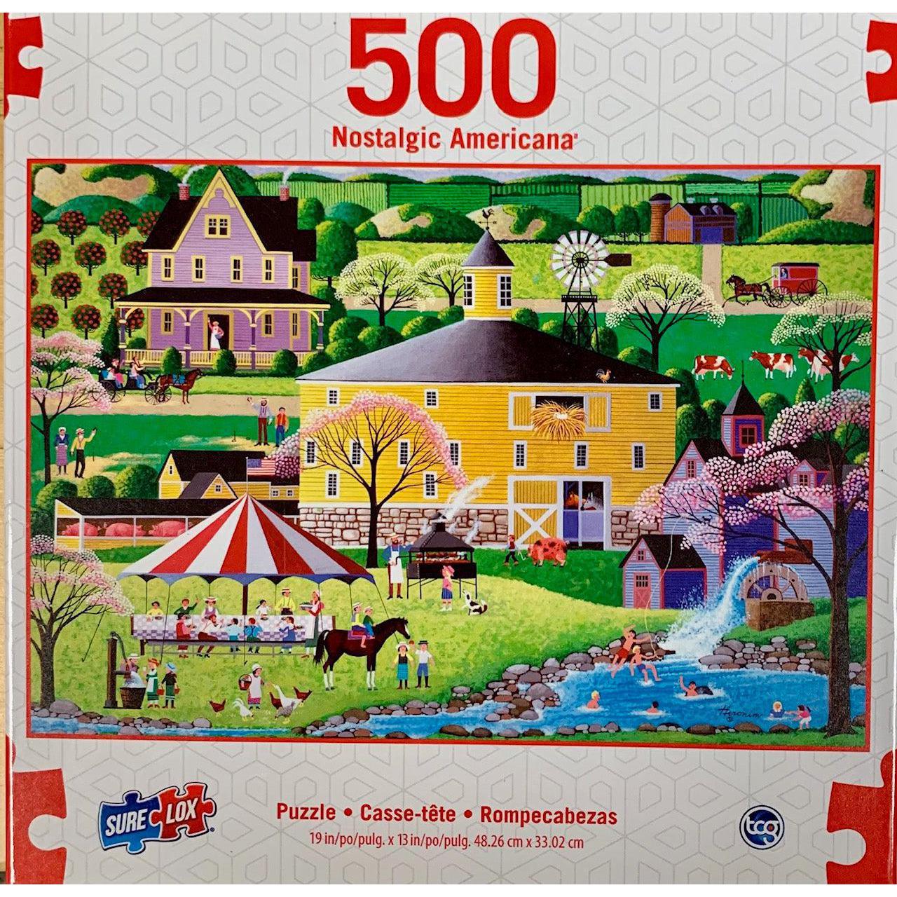 Barbecue at the Round Barn Americana 500 Piece Jigsaw Puzzle Sure Lox