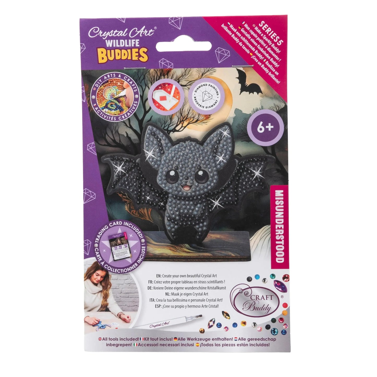 Bat "Misunderstood" Crystal Art Buddies Kit Craft Buddy