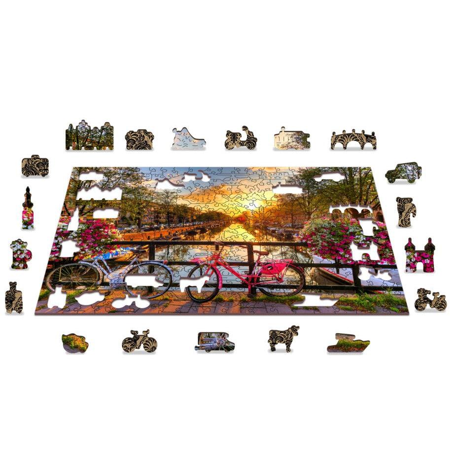 Bikes in Amsterdam 300 Piece Wood Jigsaw Puzzle Wooden City
