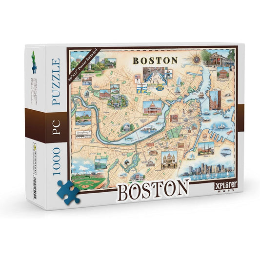 Boston 1000 Piece Jigsaw Puzzle Xplorer Maps Puzzle Merchant
