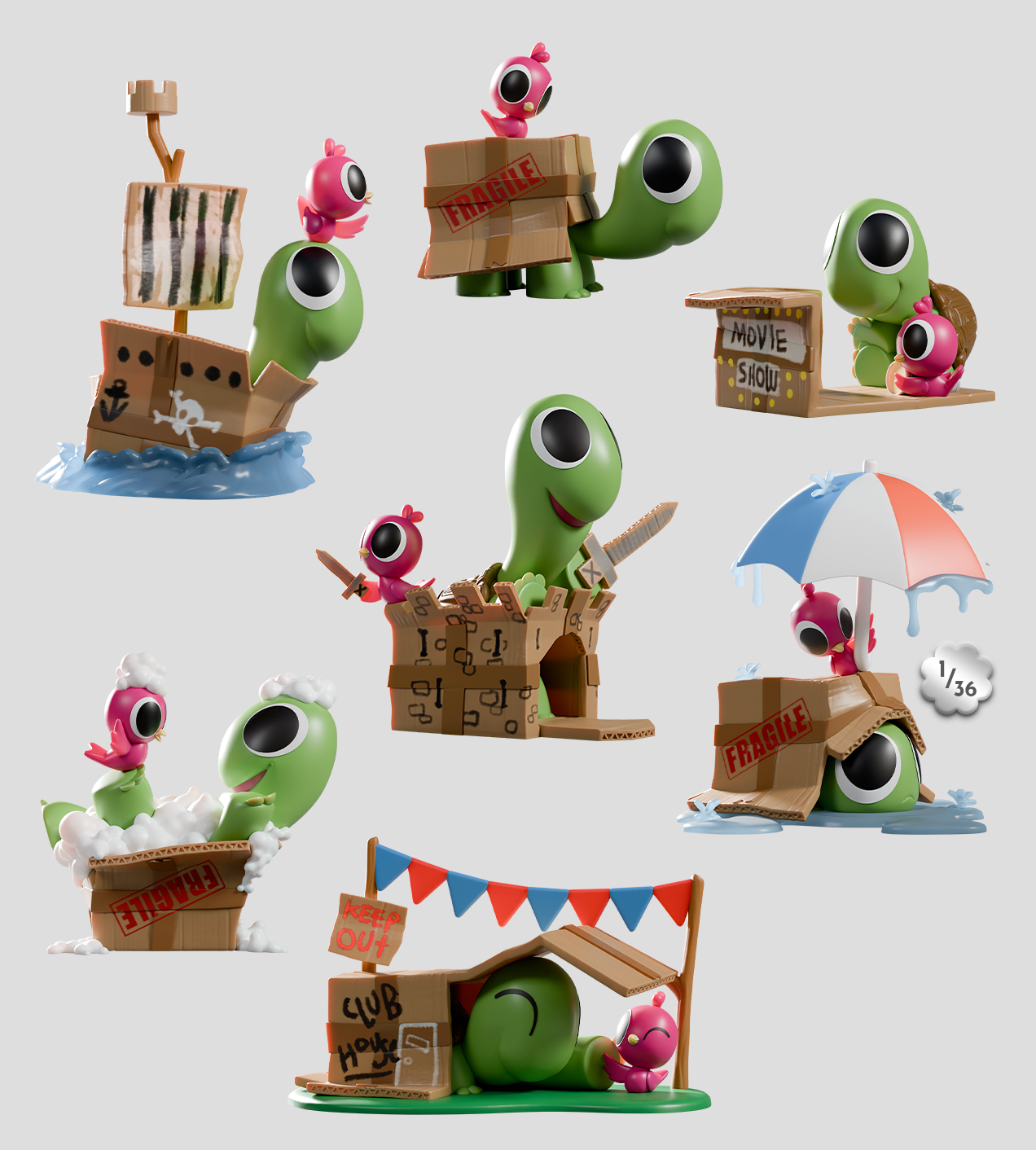 Kaleidos Creative: Box Turtle & Bird Blind Box Ralphie's Funhouse