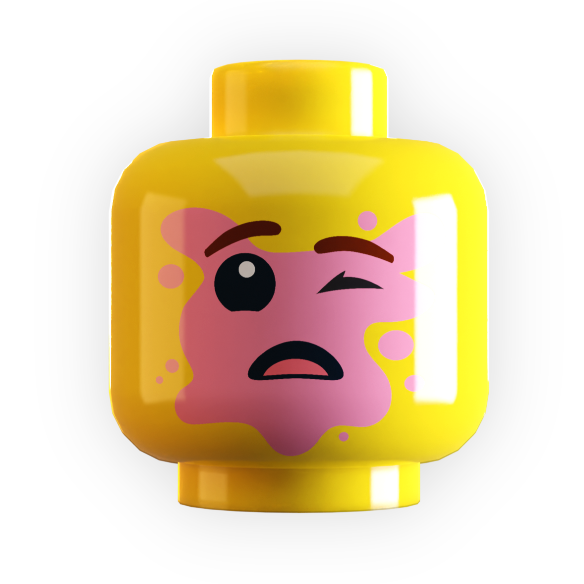 Boy Popped Bubble Gum on Face Minifig Head made using LEGO part B3 Customs