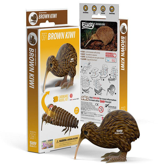 Brown Kiwi 3D Cardboard Model Kit Eugy Puzzle Merchant