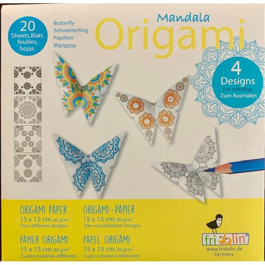 Butterfly Mandala Coloring Origami Kit Fridolin