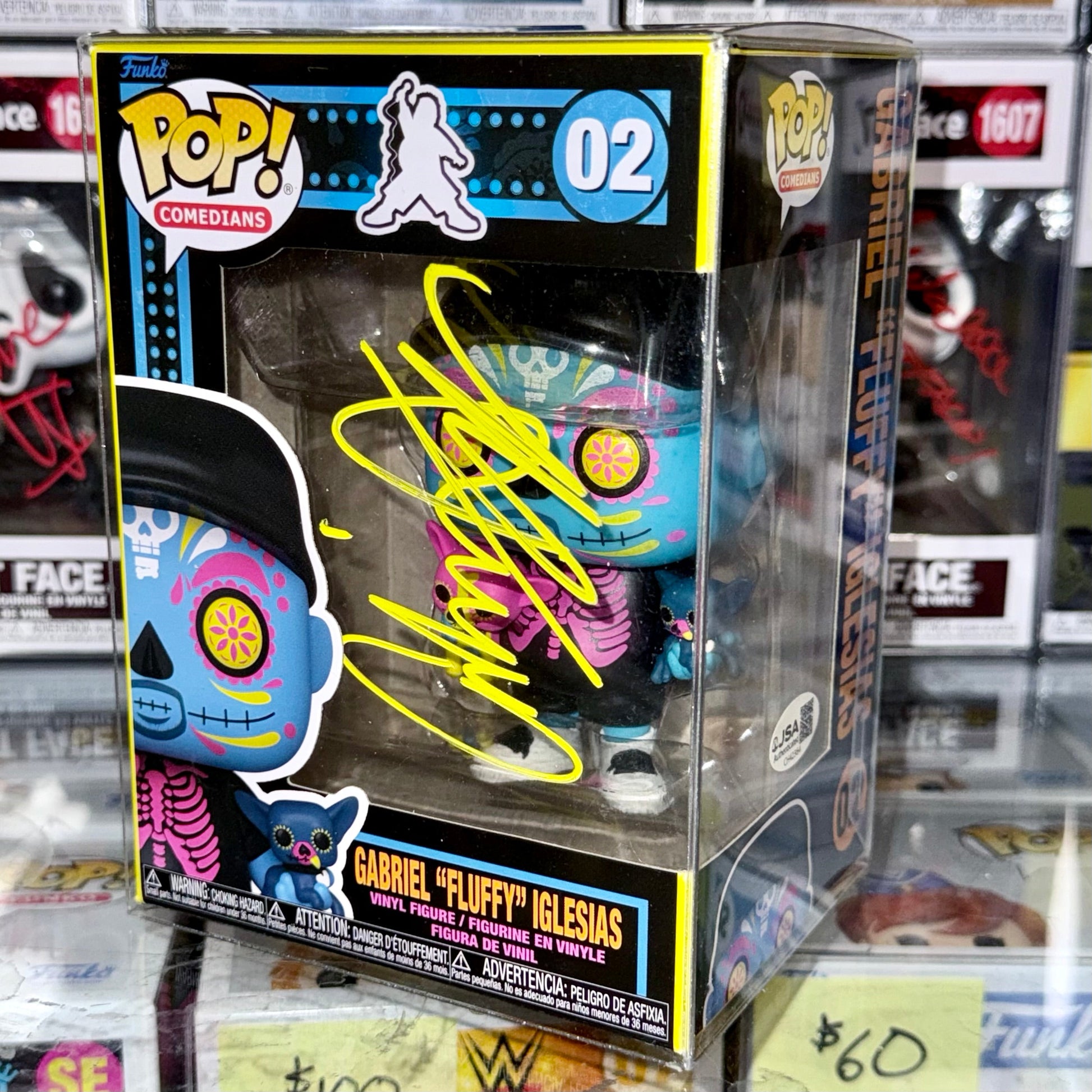 Gabriel “FLUFFY” Iglesias Signed BL Dia De Los Muertos Funko Pop! With JSA COA Mustang Comics