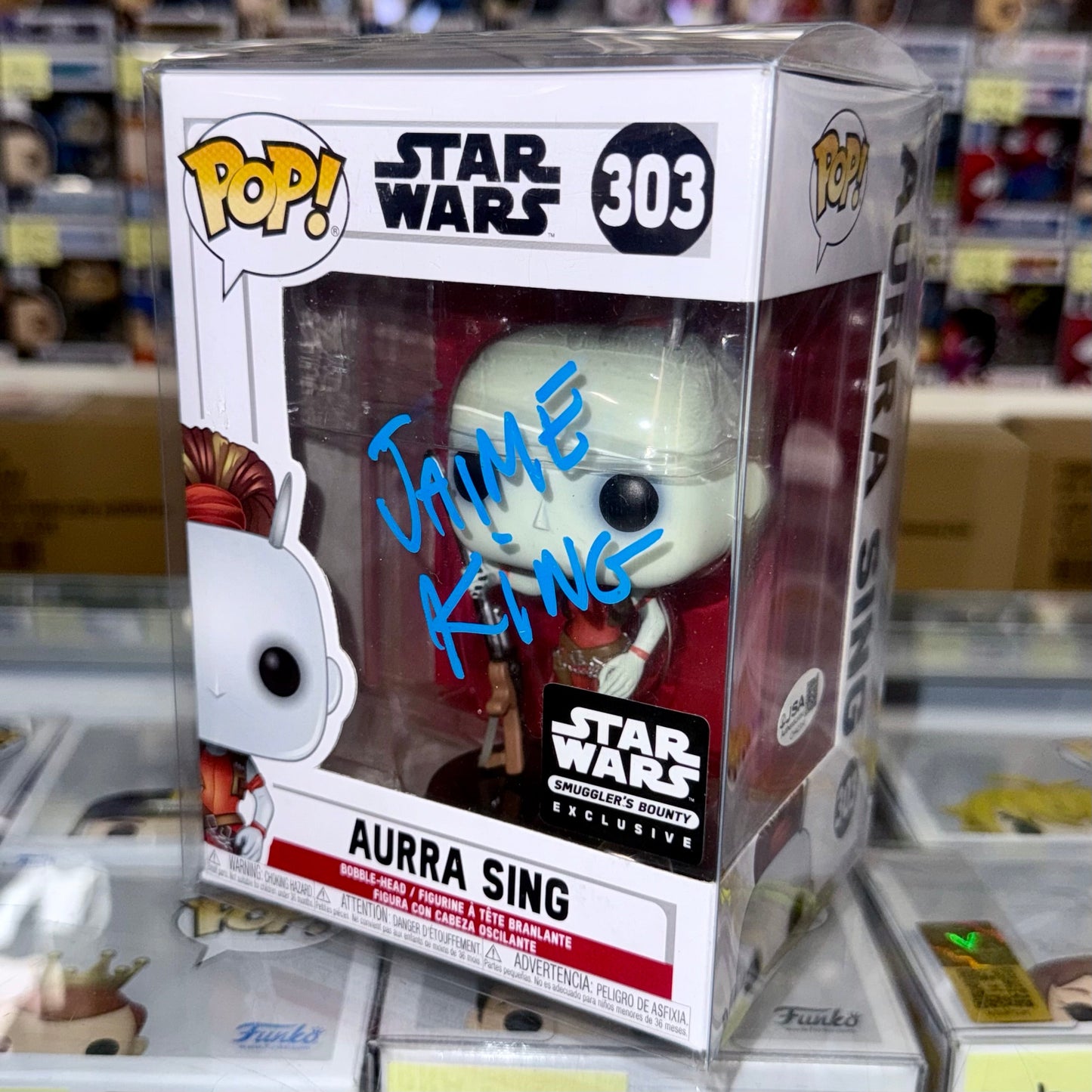 Jaime King Signed Star Wars Aurra Sing Funko Pop! #303 Exclusive With JSA COA Mustang Comics