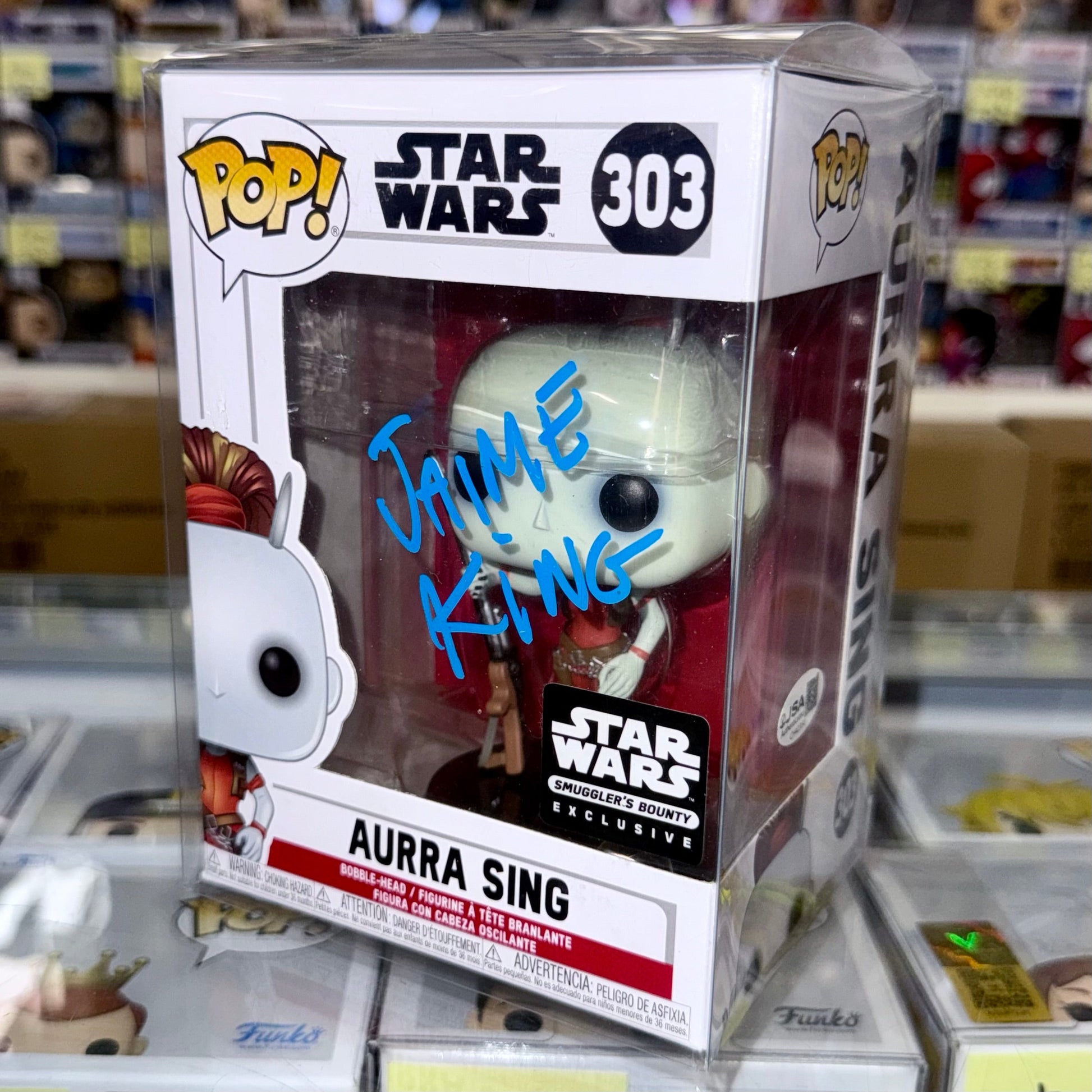 Jaime King Signed Star Wars Aurra Sing Funko Pop! #303 Exclusive With JSA COA Mustang Comics