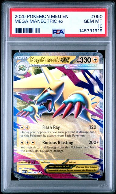 2025 POKEMON MEG EN-MEGA EVOLUTION #050 MEGA MANECTRIC ex PSA GEM MT 10 Ralphie's Funhouse