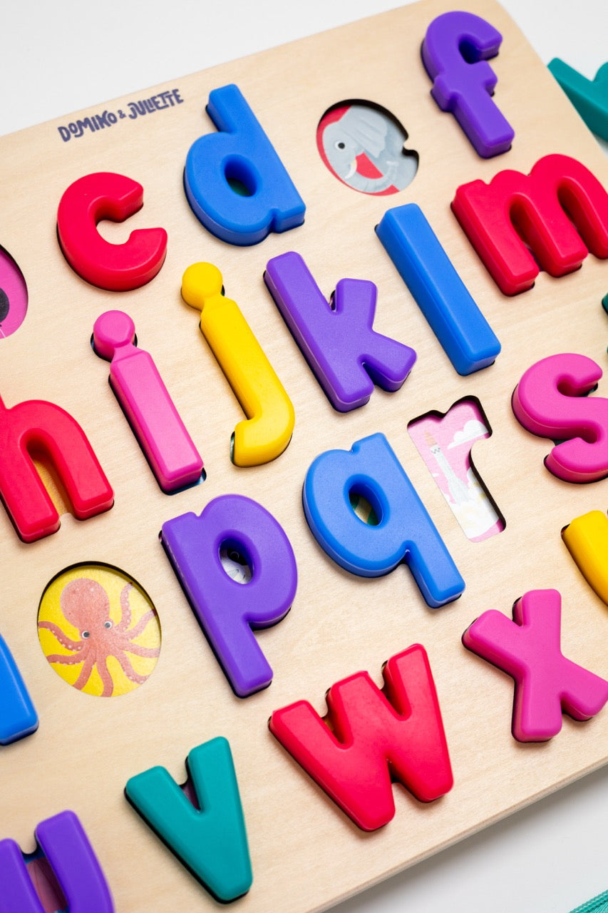 Lowercase Alphabet Puzzle | Domino & Juliette | Silicone Letters | Puzzle Planet