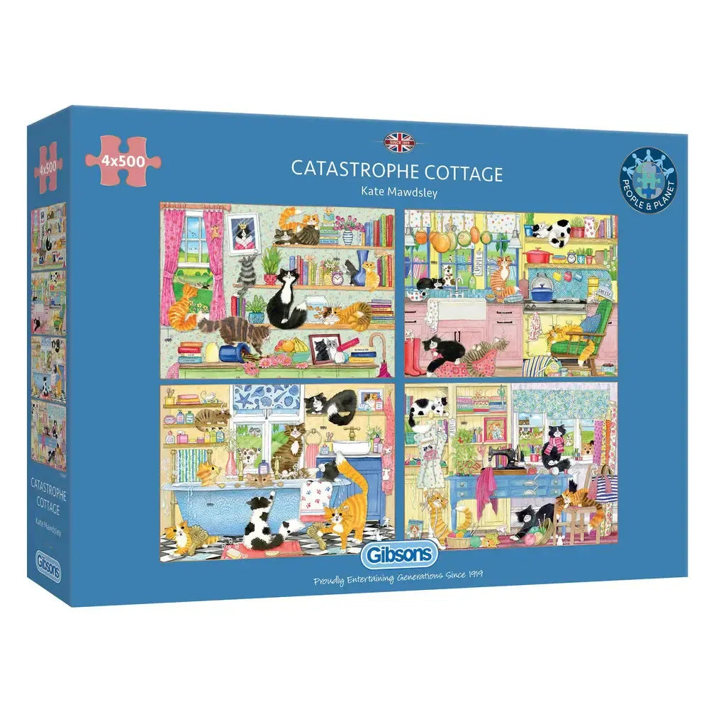 Catastrophe Cottage Set of 4 500 Piece Jigsaw Puzzles Gibsons