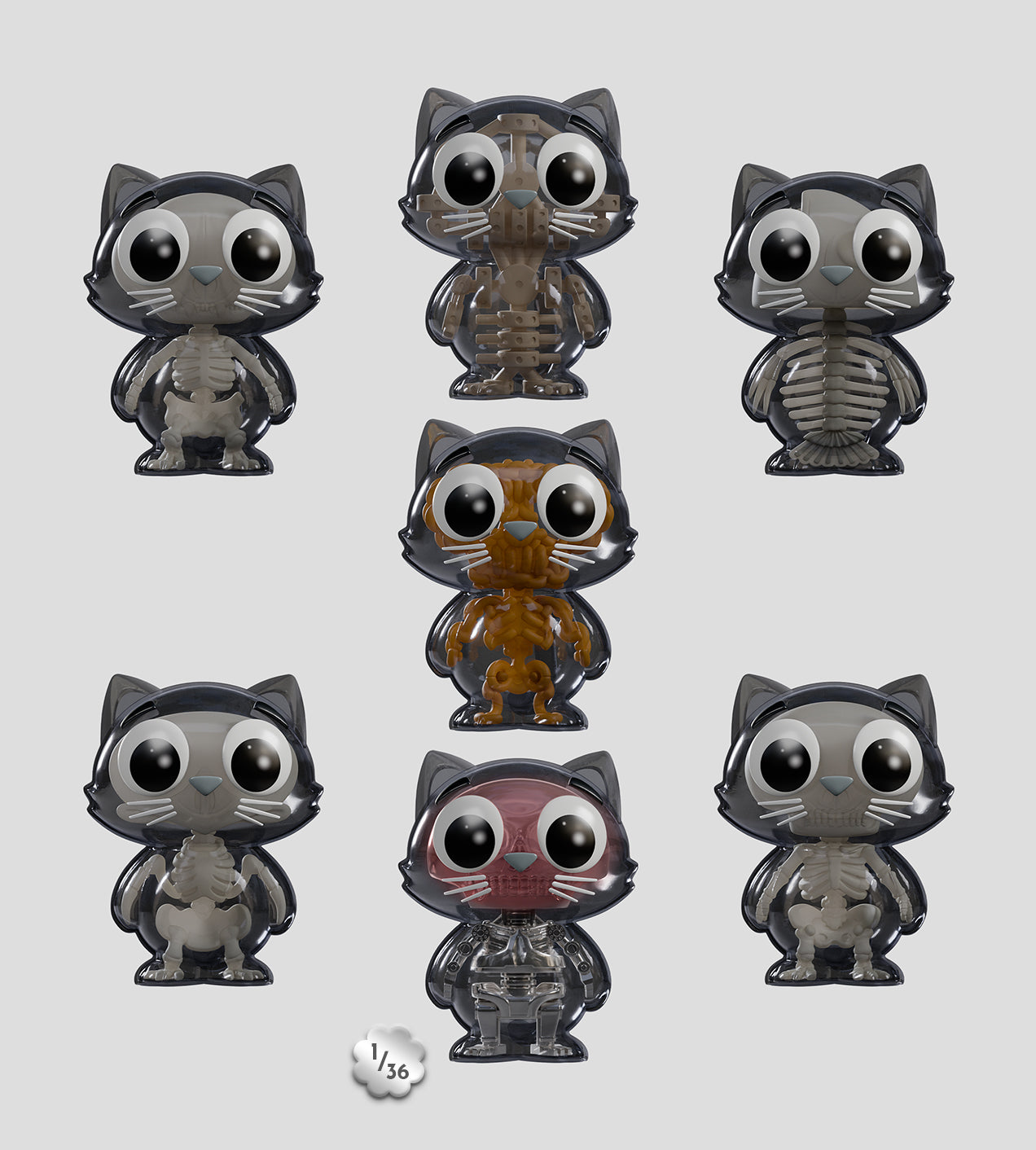 Catscans Bare Bones Blind Box - Charlie the Cat X-Ray Series by Kaleidos Creative Super Anime Store