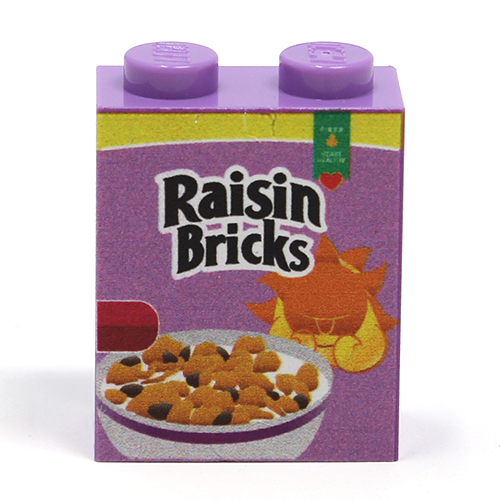 Raisin Bricks Cereal 1x2x2 Brick on real LEGO part - B3 Customs B3 Customs
