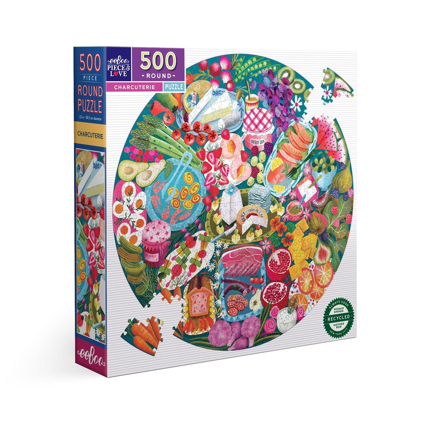 Charcuterie 500 Piece Round Jigsaw Puzzle eeBoo Puzzle Merchant