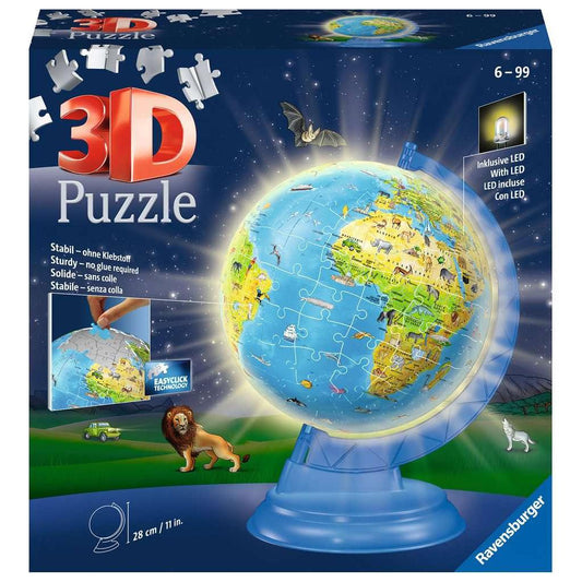 Children's Light-Up Globe 188 Piece 3D Jigsaw Puzzle Ravensburger Puzzle Merchant