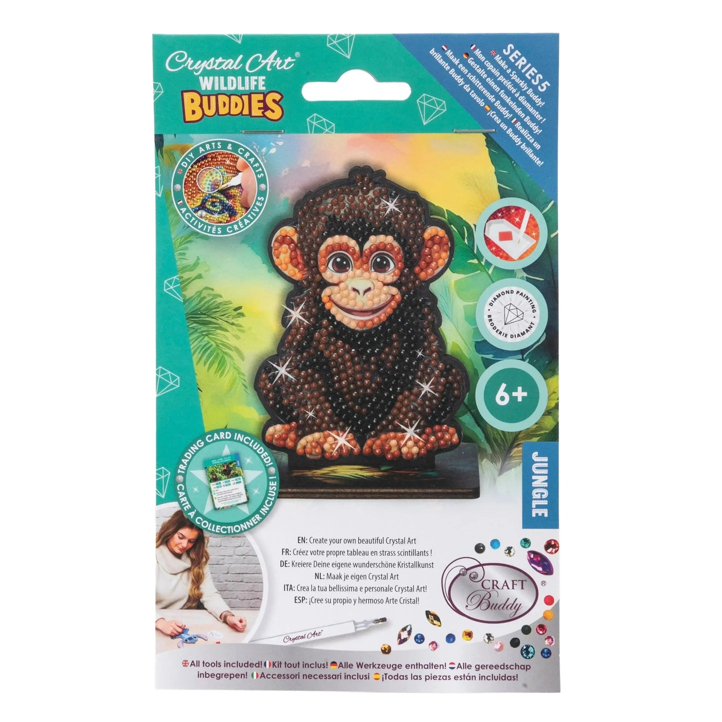 Chimp "Jungle" Crystal Art Buddies Kit Craft Buddy