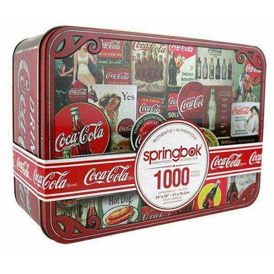 Coca-Cola Tin Signs 1000 Piece Jigsaw Puzzle in Tin Springbok