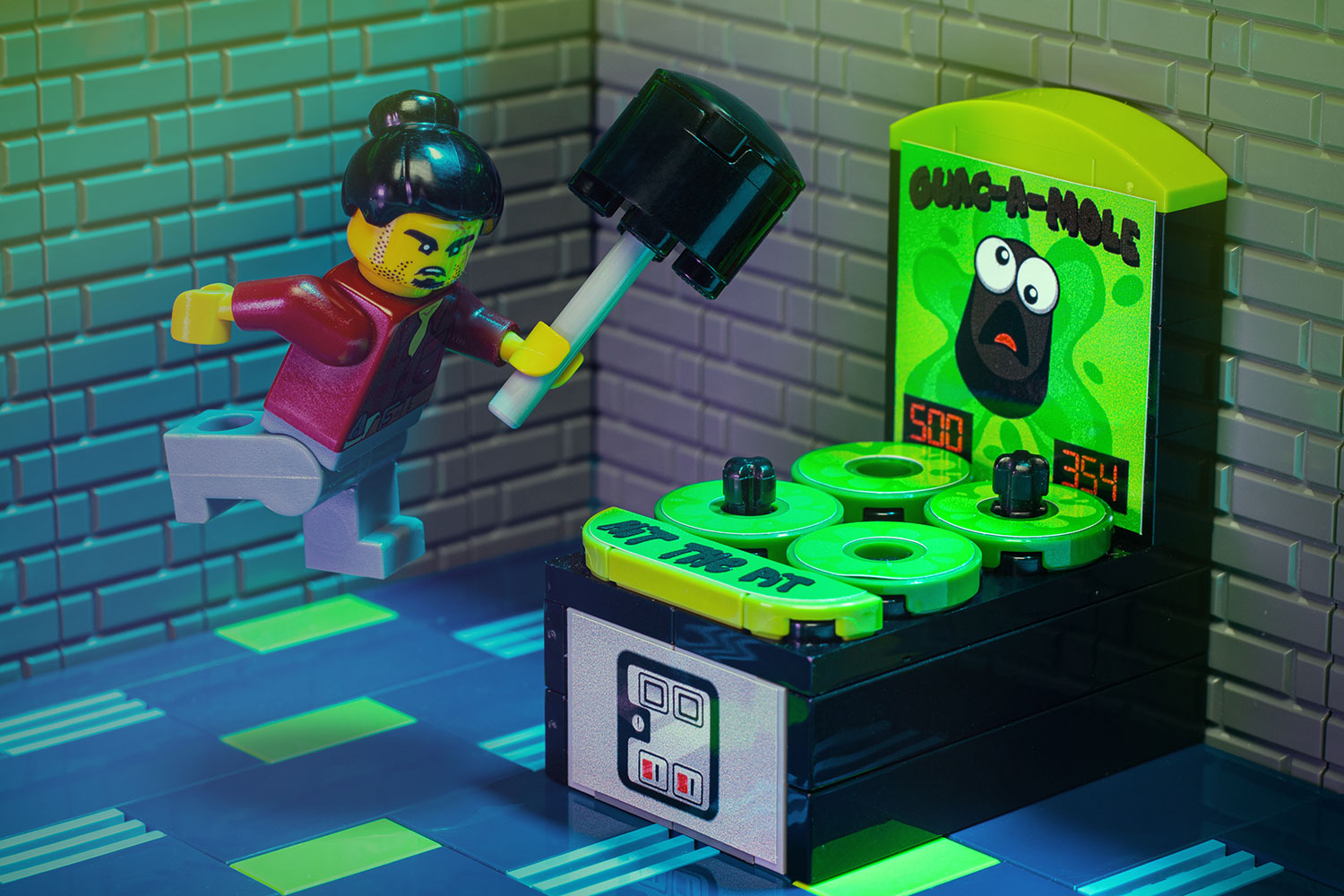 Guac-A-Mole - Custom Arcade Whac-A-Mole Set made using LEGO parts - B3 Customs B3 Customs