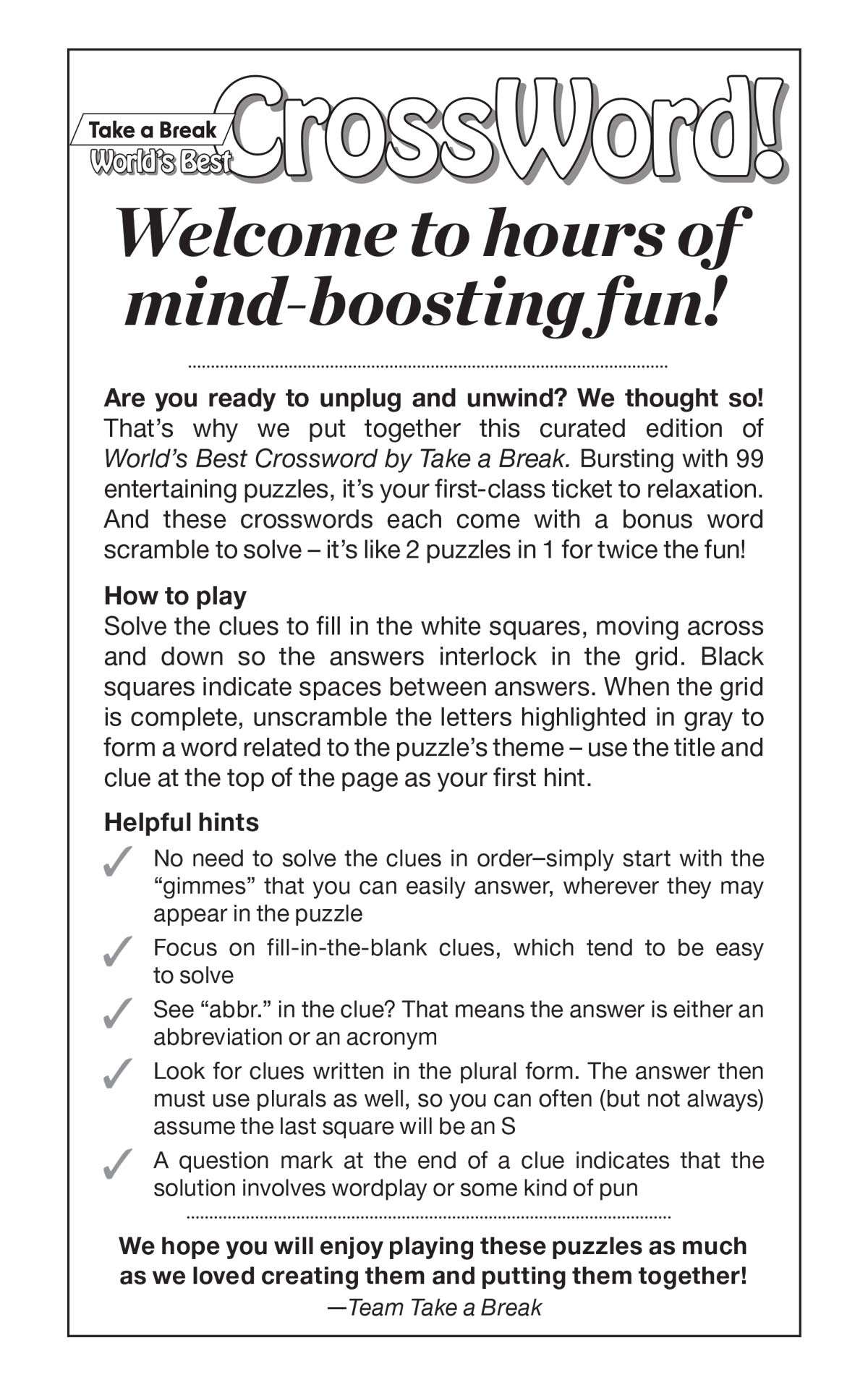 Take a Break - Cross Word: 240920 Mystery Word Adventures, 99 Puzzles, Bonus Word Scrambles, Unwind, Relax, Unplug, Mind-Boosting, Brain Challenges, De-Stress, Recharge, Reduce Anxiety & Solve! Magazine Shop US