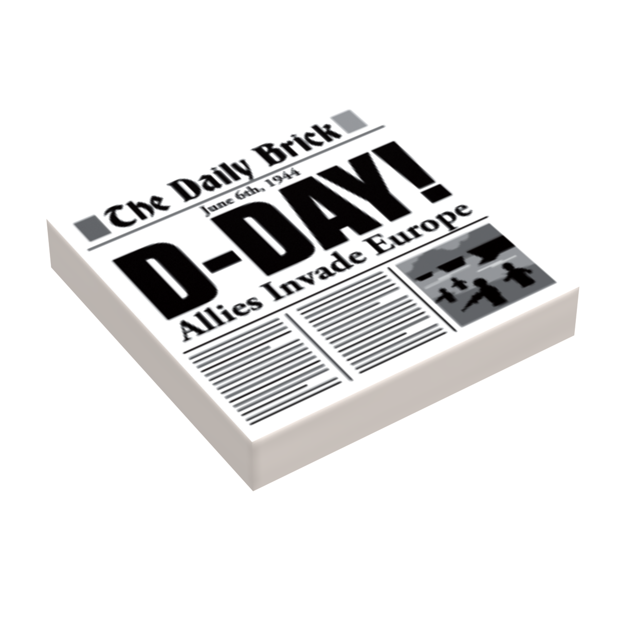 B3 Customs® D-Day WW2 Newspaper (2x2 Tile) B3 Customs