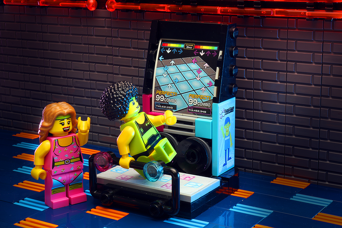 Arcade Dance Machine Minifig Building Set made using LEGO parts - B3 Customs B3 Customs