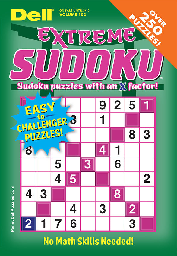 Penny Press - Dell Extreme Sudoku: Volume 102 Edition, Over 250 Puzzles, No Math Required, Easy To Challenger Puzzles, Fun For All Skill Levels, Sharpen Your Mind, Relax, Improve Focus & More! Magazine Shop US