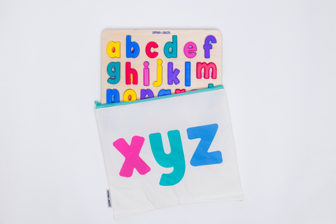 Domino + Juliette ABC Puzzle: Silicone Alphabet Puzzle for Kids in XYZ Bag