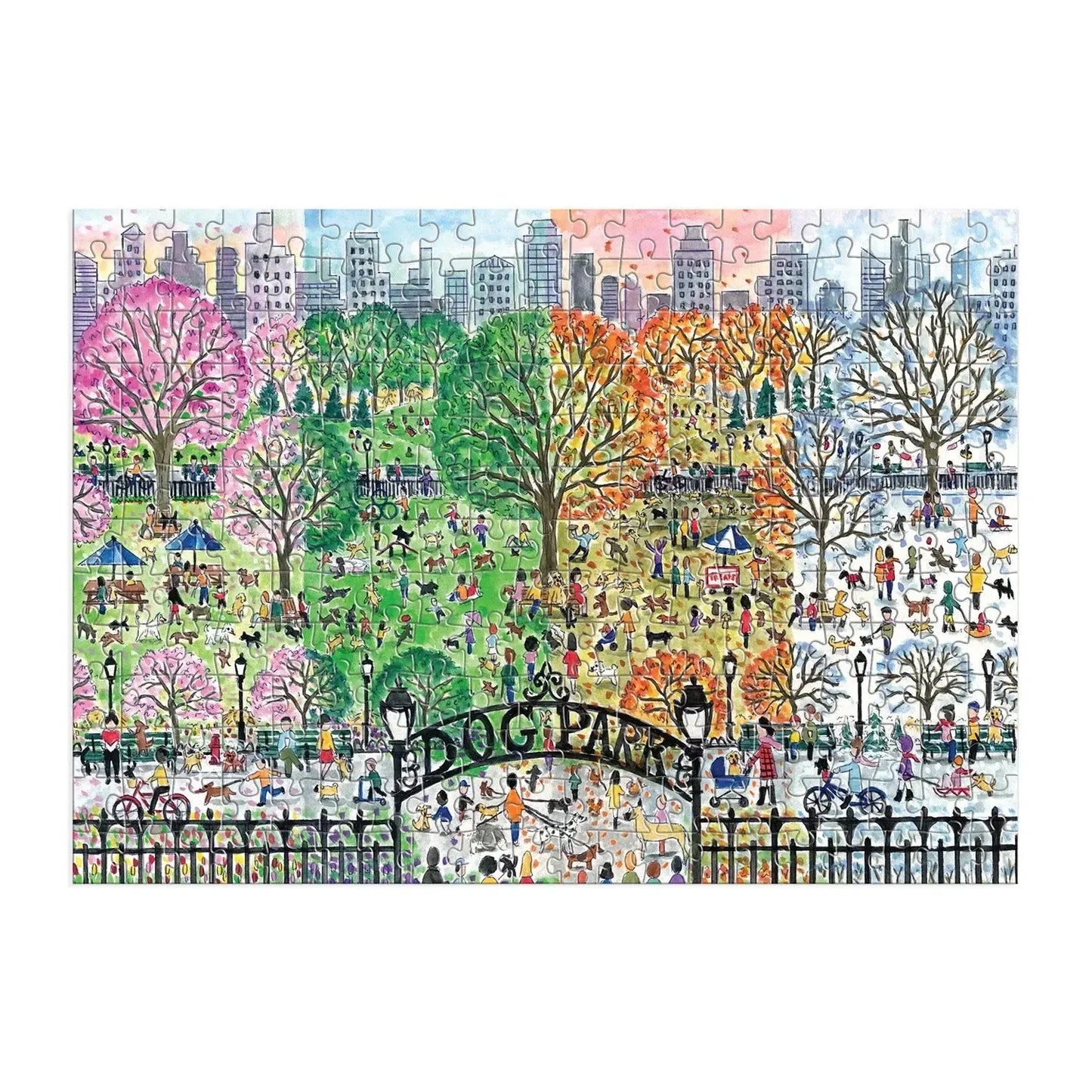 Dog Park in Four Seasons 250 Piece Wood Jigsaw Puzzle Galison
