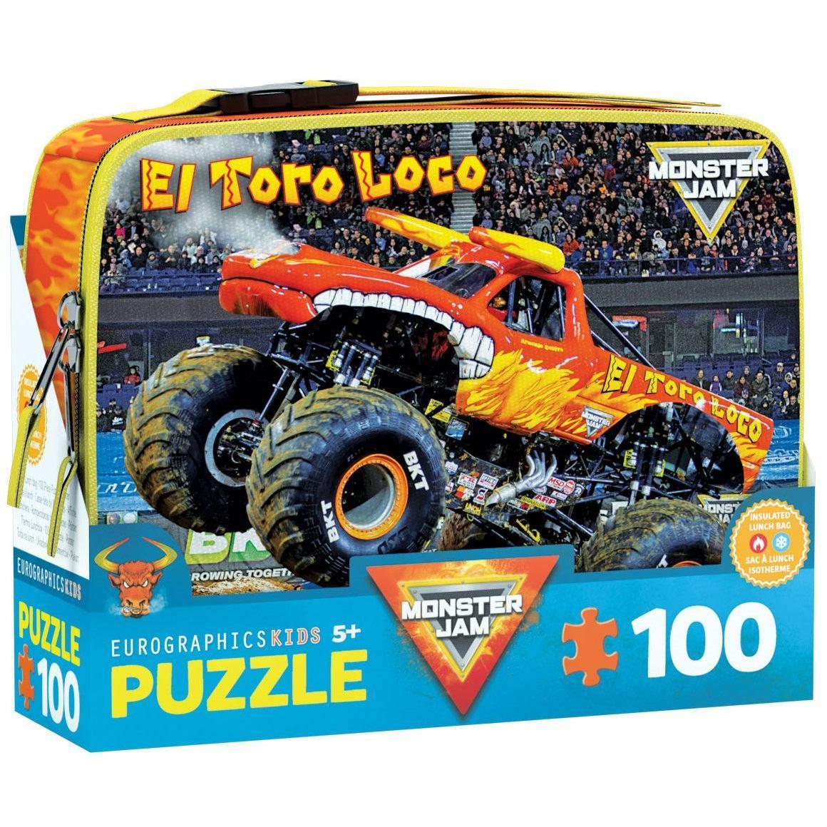El Toro Loco Monster Jam Lunch Bag & 100 Piece Jigsaw Puzzle Eurographics Puzzle Merchant