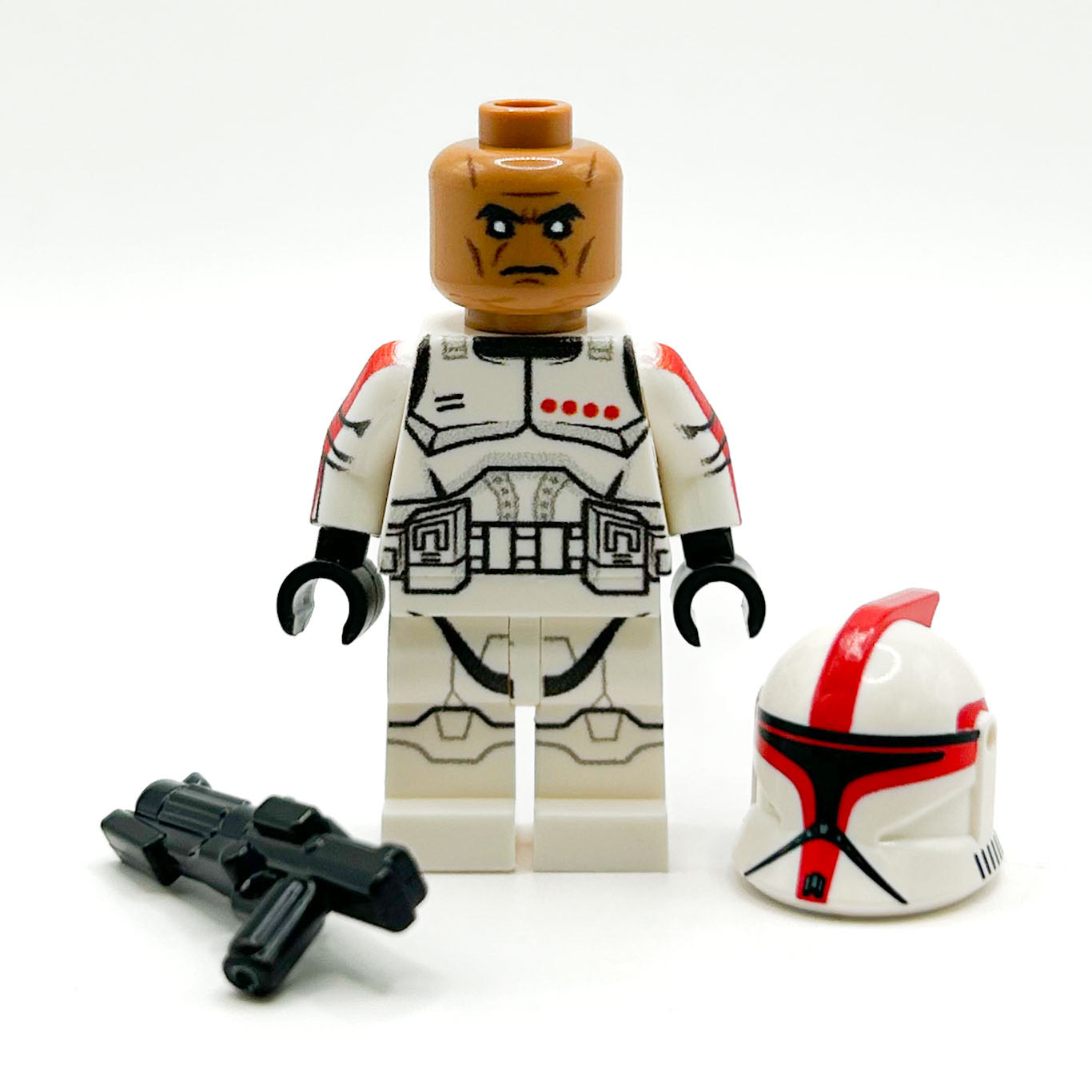 Custom Commander Clone Trooper (Red, Phase 1) Minifig made using LEGO parts - B3 Customs B3 Customs