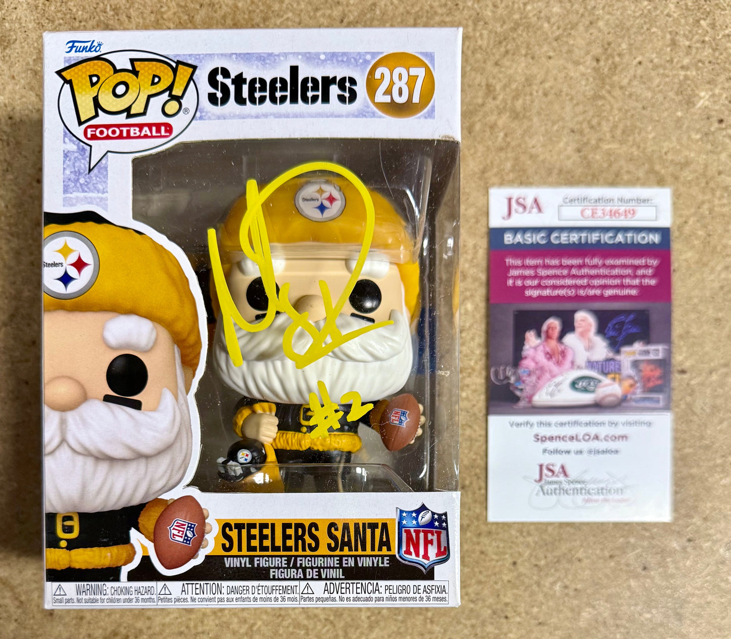 Mason Rudolph Signed NFL Pittsburgh Steelers Santa Funko Pop! #287 With JSA COA Mustang Comics