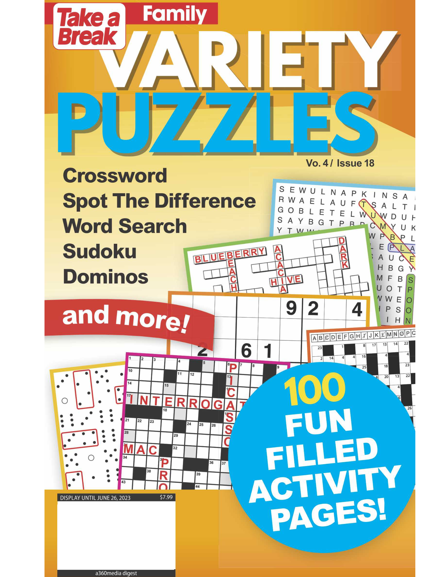 Variety Puzzles Vo. 4 / Issue 18 (Digest Size) - 100 Fun Filled Activity Pages: Crossword, Spot the Difference, Word Search, Sudoku, Dominos & More! Magazine Shop US