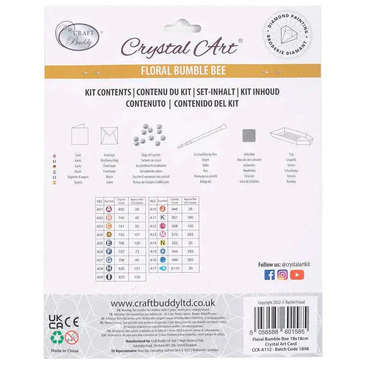 Floral Bumble Bee Crystal Art Card Kit Craft Buddy