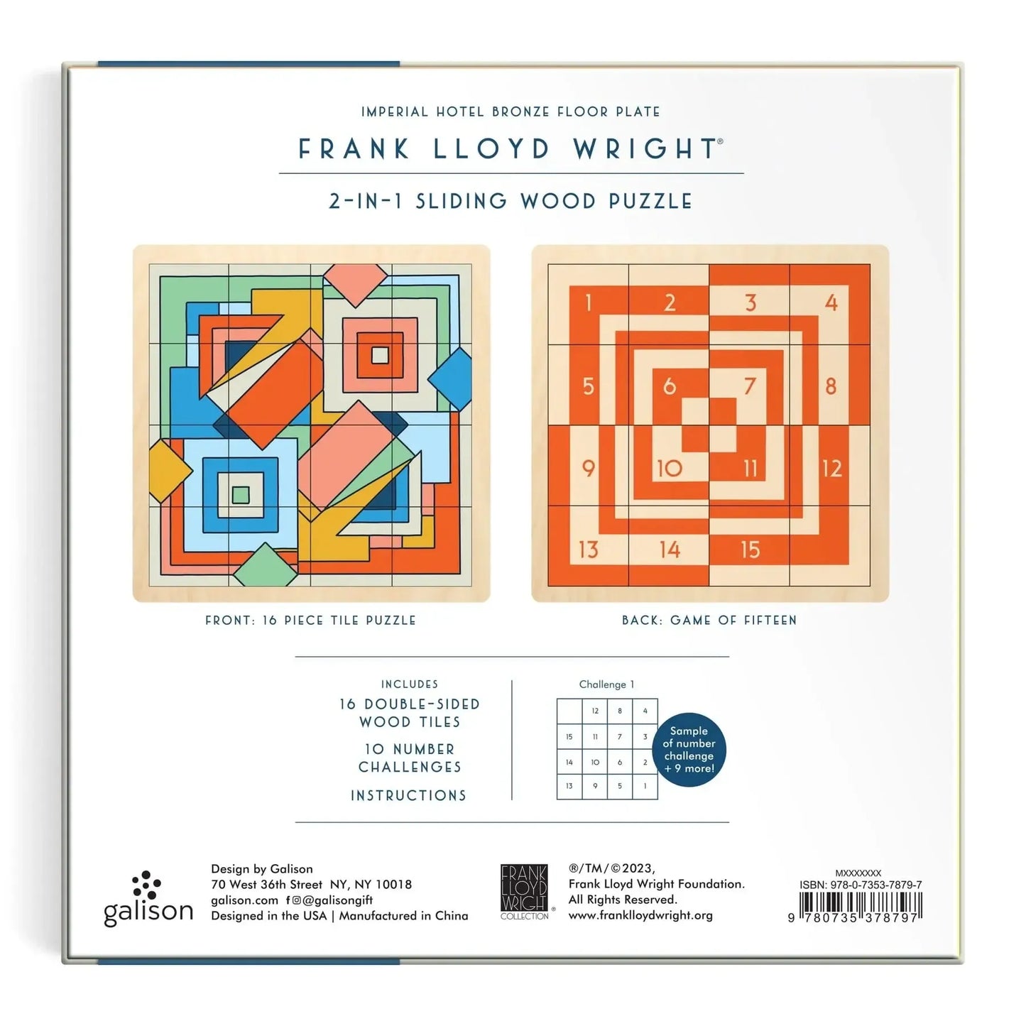 Frank Lloyd Wright Imperial Hotel 2-in-1 Sliding Wood Puzzle Galison