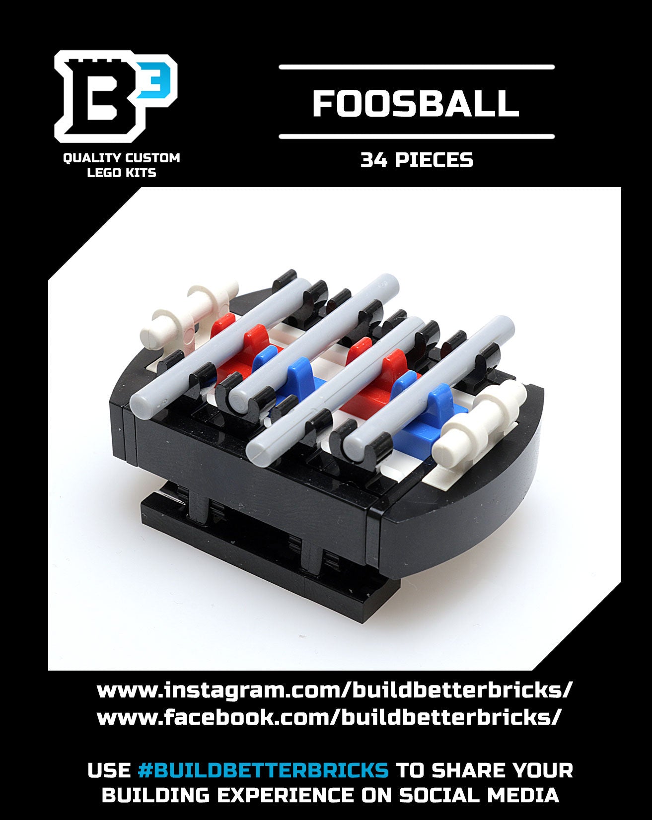 Foosball Table B3 Customs Arcade Building made using LEGO parts B3 Customs