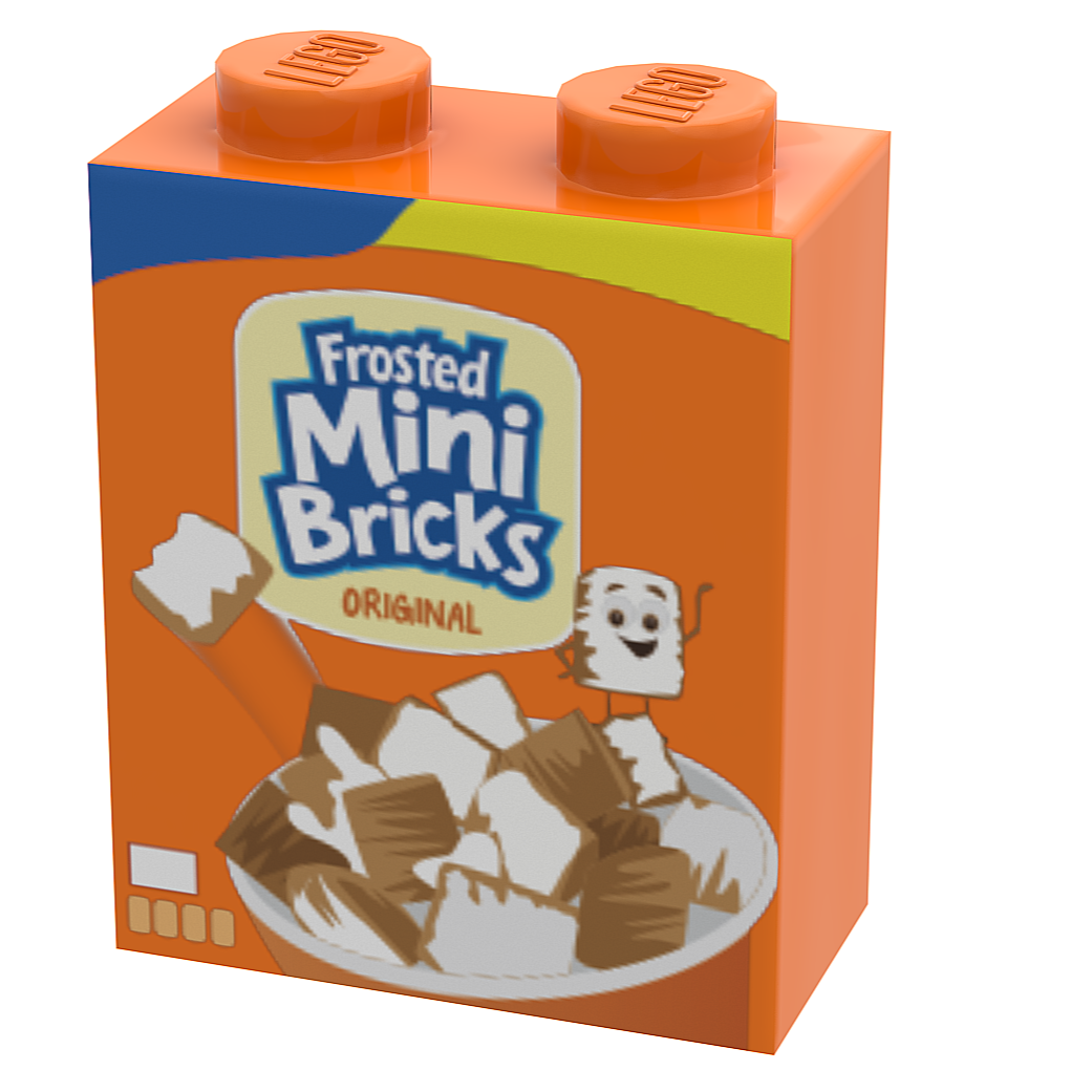 Frosted Mini Bricks Cereal - Custom Printed 1x2x2 Brick B3 Customs