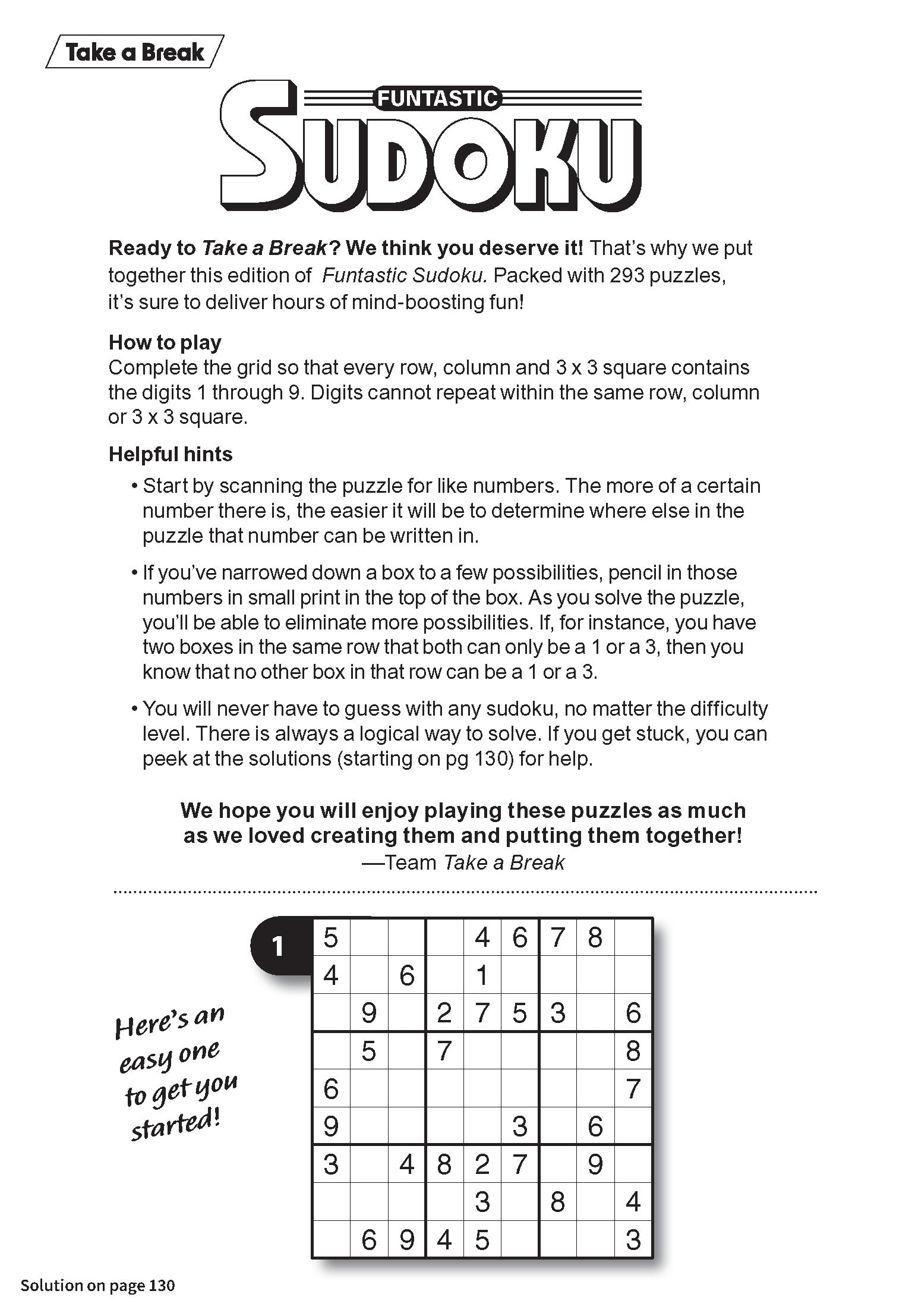 Take a Break Funtastic Sudoku #1 Magazine Shop US