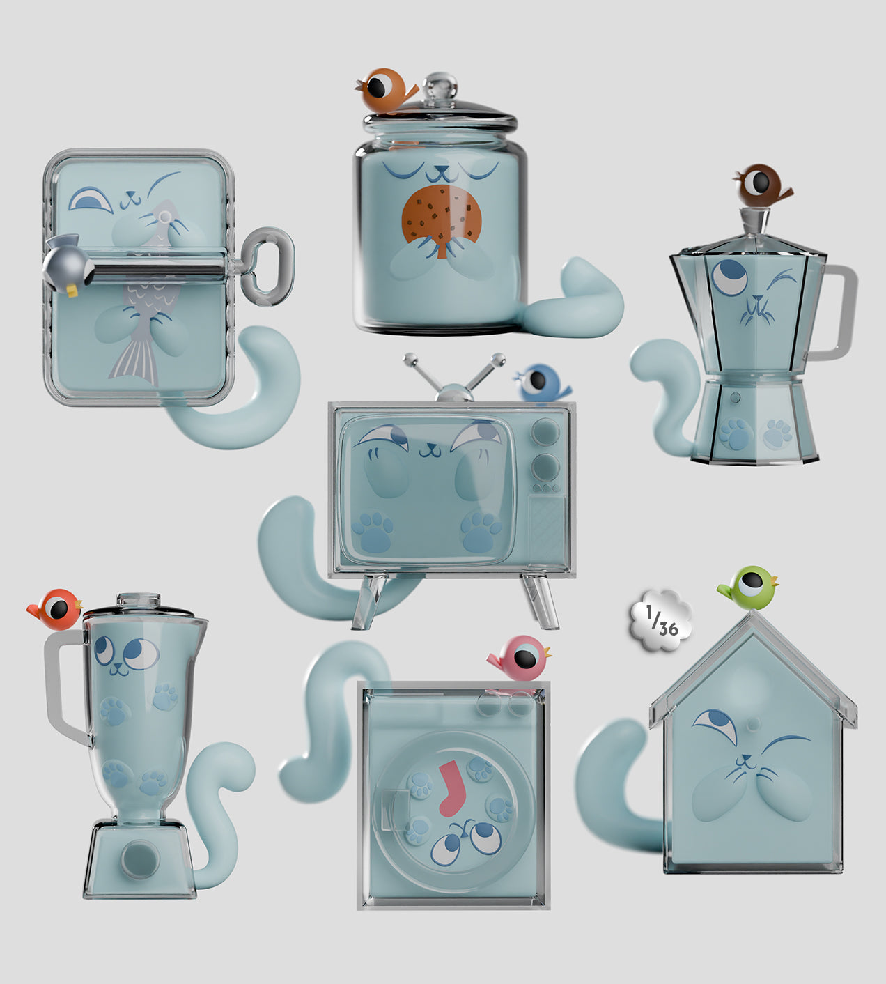 Kaleidos Creative: Ghost Cat Blind Box Ralphie's Funhouse