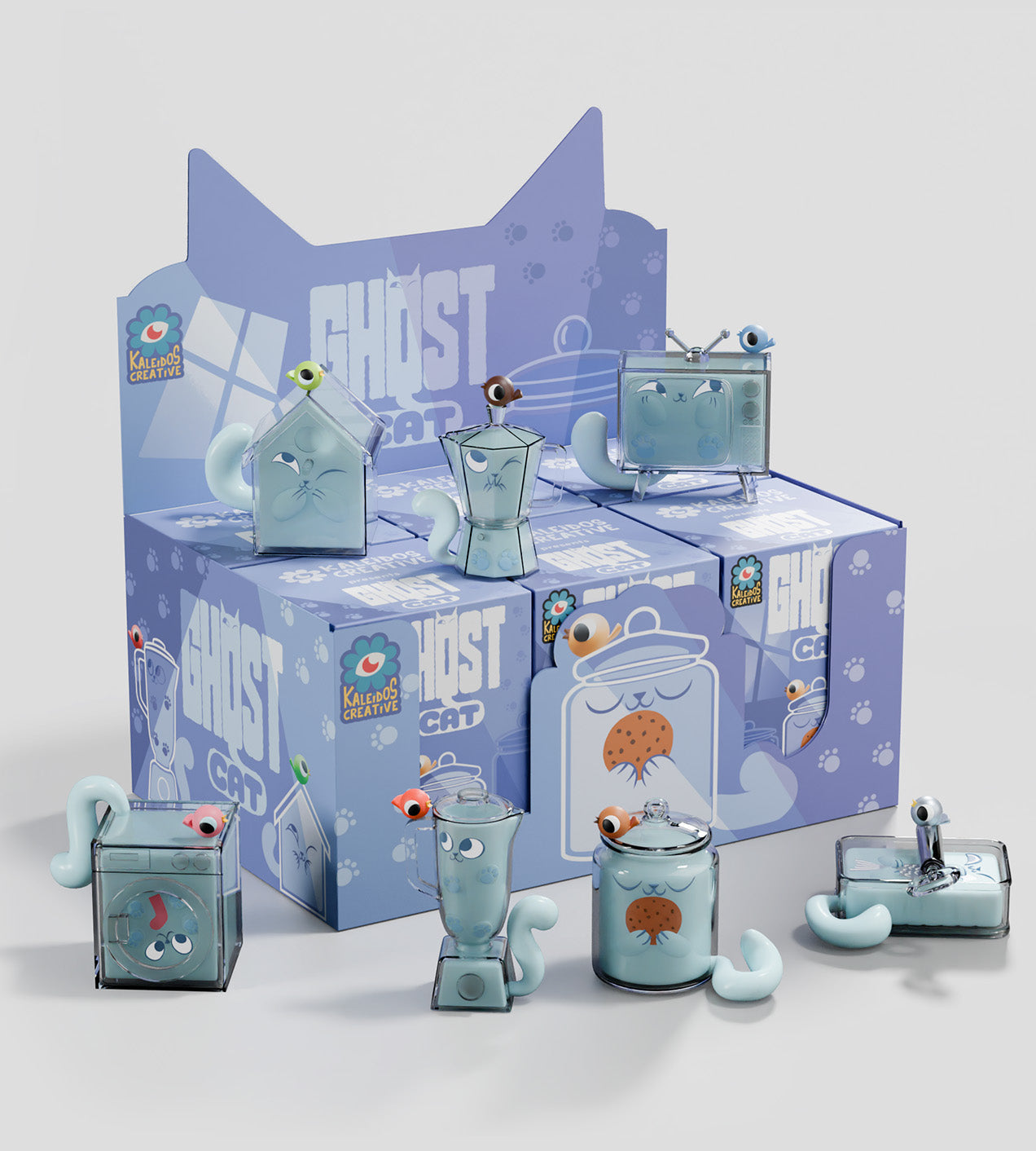 Kaleidos Creative: Ghost Cat Blind Box Ralphie's Funhouse