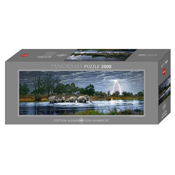 Herd of Elephants 2000 Piece Panoramic Jigsaw Puzzle Heye Puzzle Merchant