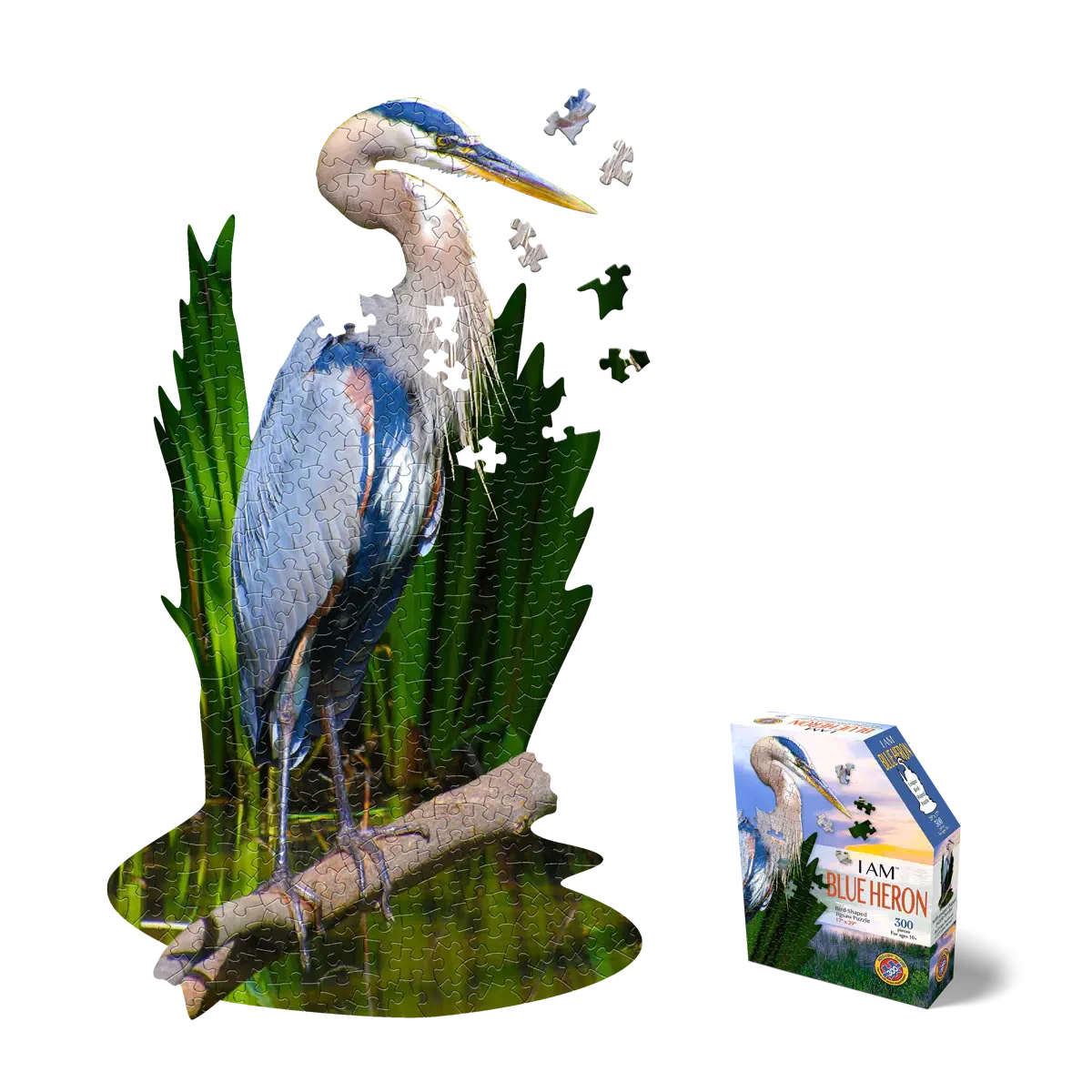 I Am Blue Heron 300 Piece Bird Shaped Jigsaw Puzzle Madd Capp