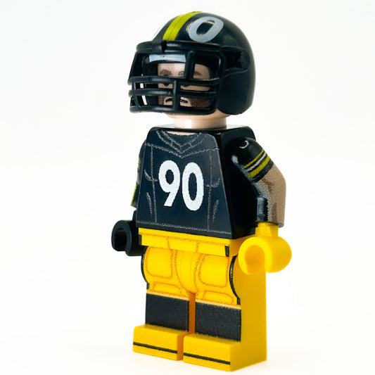 #90 LB Pittsburgh Football Player Minifig made using LEGO parts - B3 Customs B3 Customs