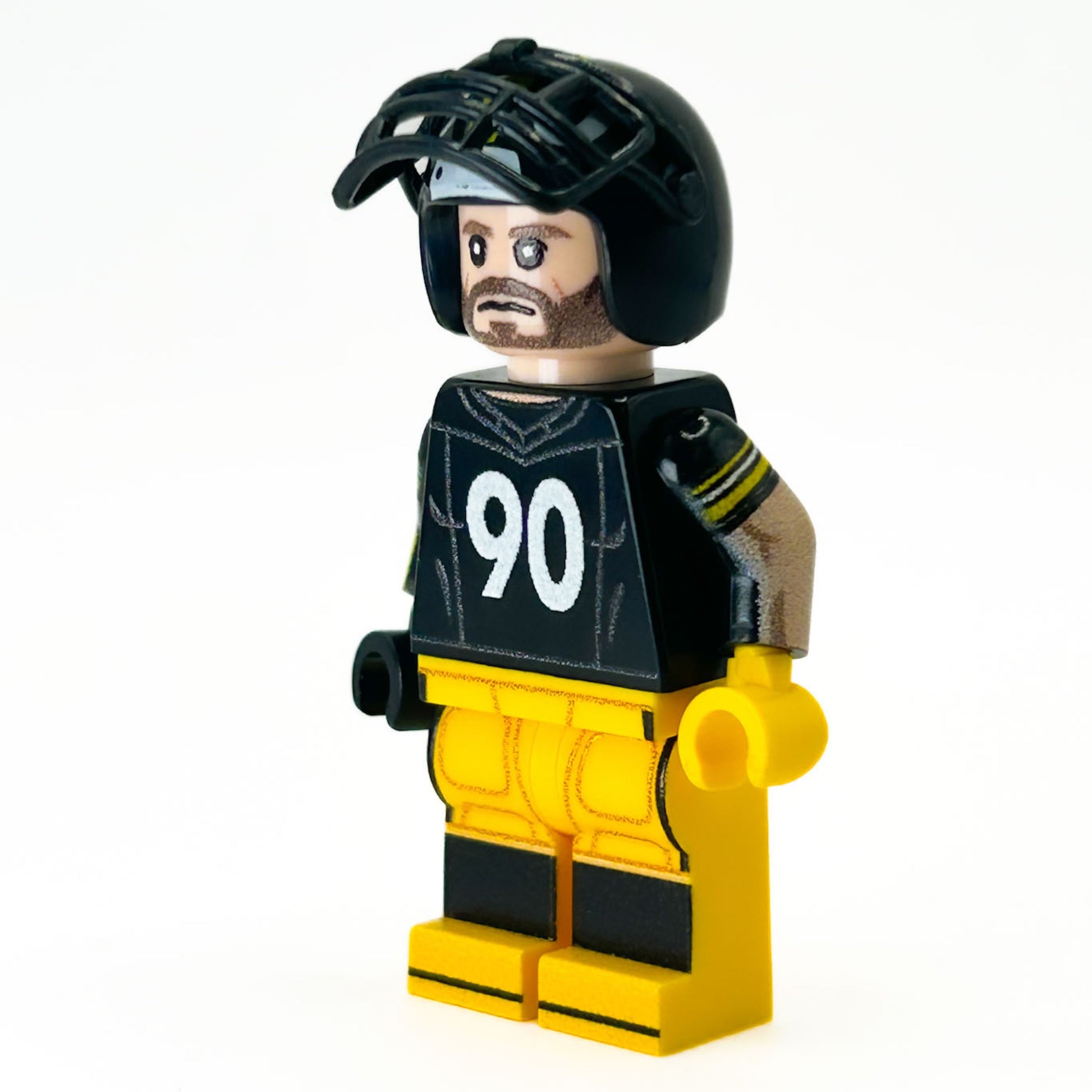 #90 LB Pittsburgh Football Player Minifig made using LEGO parts - B3 Customs B3 Customs