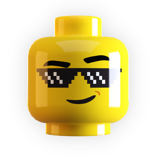 Deal w/ It Pixelated Sunglasses on Minifig Head made using LEGO part B3 Customs