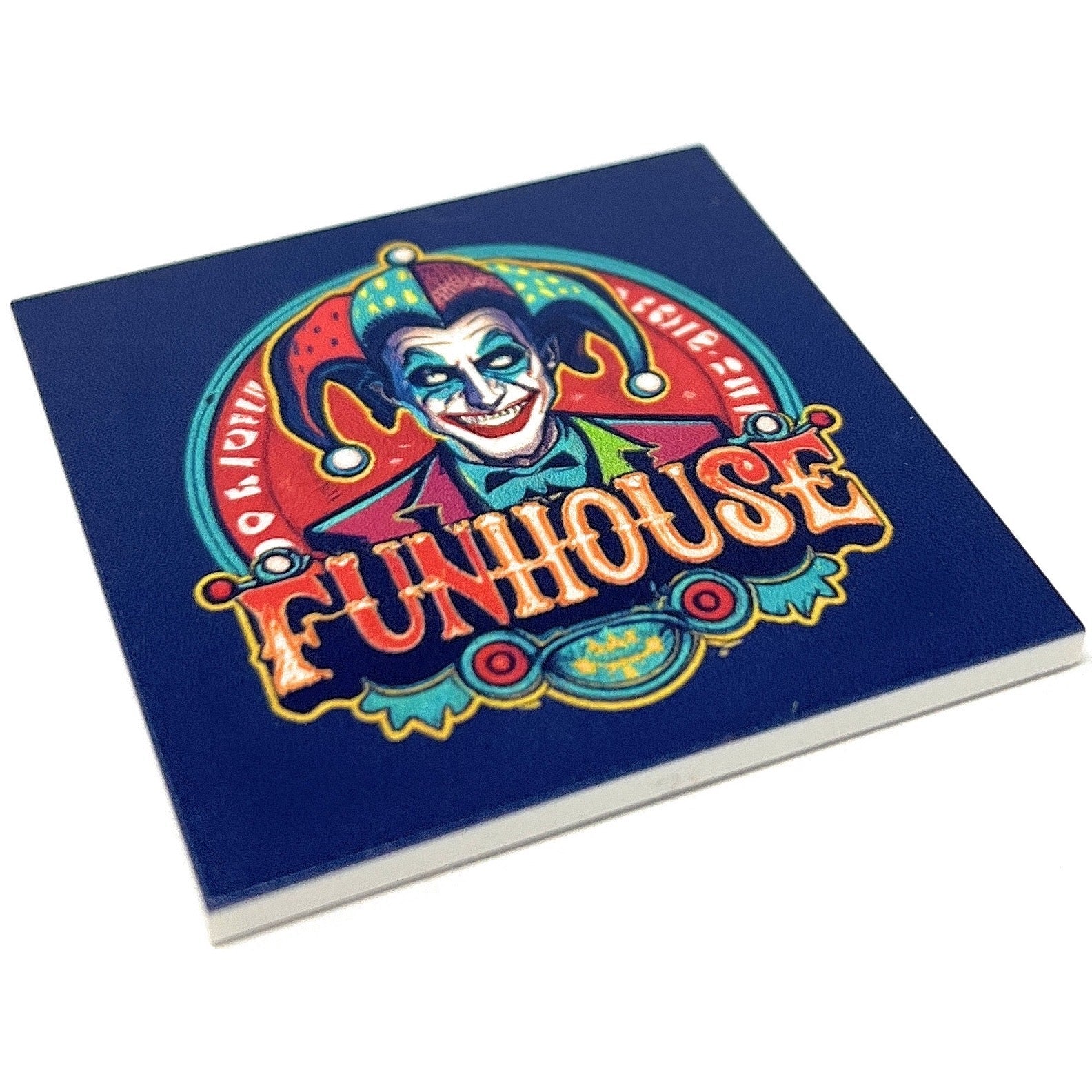 Joker's Funhouse Vintage 6x6 Sign made using LEGO parts B3 Customs